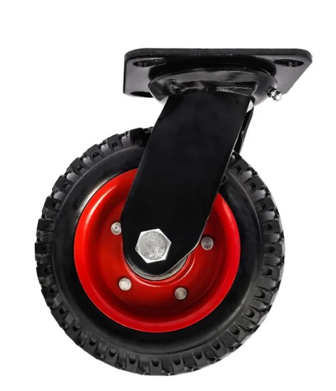 Ø 160 mm | Zestaw kołowy, koło obrotowe bez hamulca: stal guma wzmocniona, płyta mocująca, łożysko kulkowe, nośność 150 kg | 1102-160