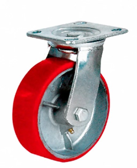 Ø 125 mm | Zestaw kołowy, koło obrotowe bez hamulca: żeliwo poliuretan, płyta mocująca, łożysko wałeczkowe, nośność 290 kg | 1043-125