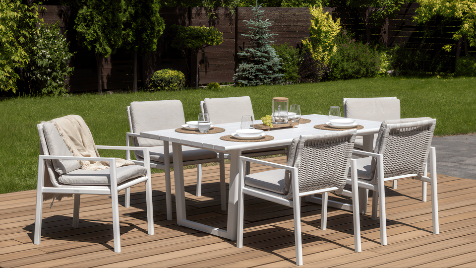 Zestaw jadalniany dla 6 osób LOTUS Dining 6+1 White - FURRORE